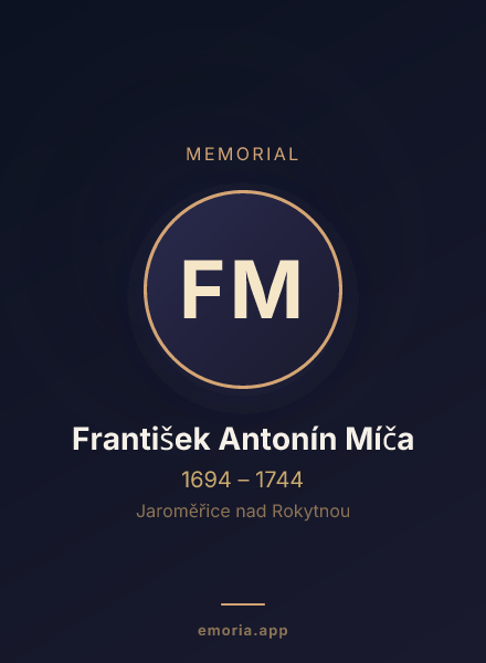 Memorial portrait of František Antonín Míča