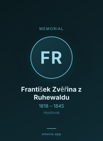 Memorial portrait of František Zvěřina z Ruhewaldu