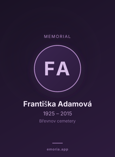 Memorial portrait of Františka Adamová