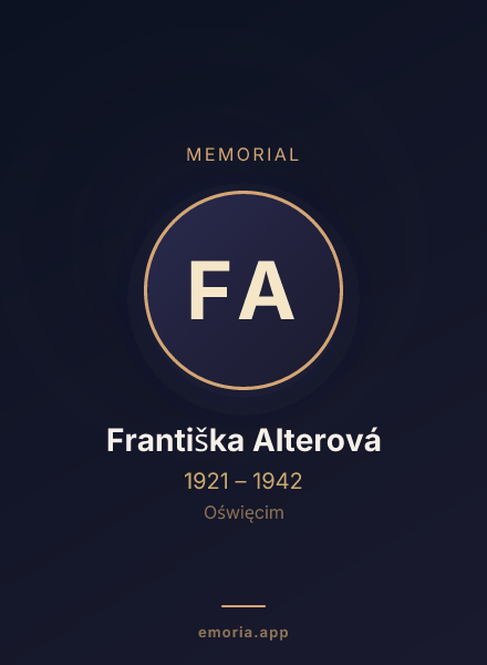 Memorial portrait of Františka Alterová