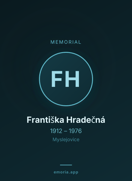 Memorial portrait of Františka Hradečná