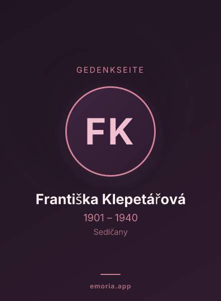 Gedenkportrait von Františka Klepetářová