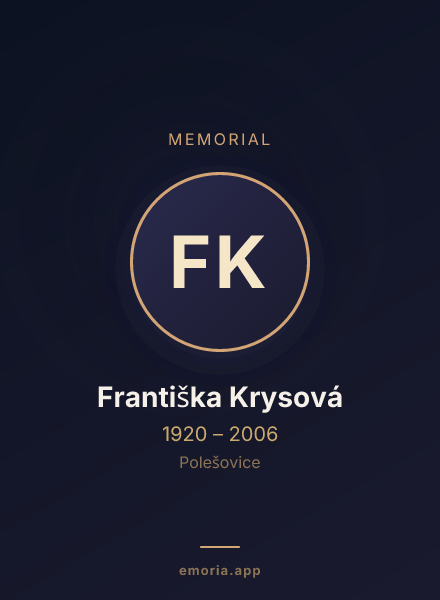 Memorial portrait of Františka Krysová
