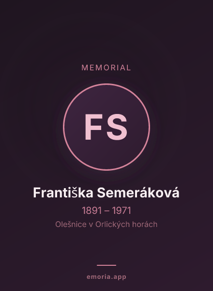 Memorial portrait of Františka Semeráková