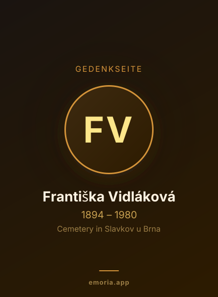 Gedenkportrait von Františka Vidláková