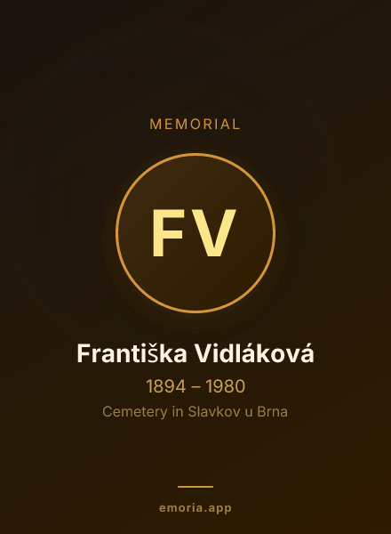 Memorial portrait of Františka Vidláková