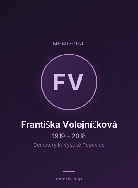 Memorial portrait of Františka Volejníčková