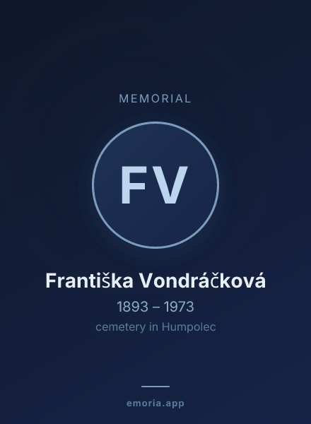 Memorial portrait of Františka Vondráčková