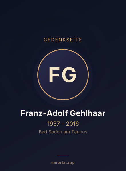 Gedenkportrait von Franz-Adolf Gehlhaar