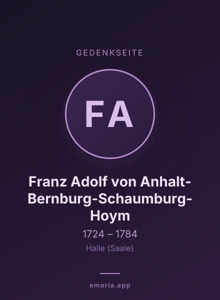 Gedenkportrait von Franz Adolf von Anhalt-Bernburg-Schaumburg-Hoym