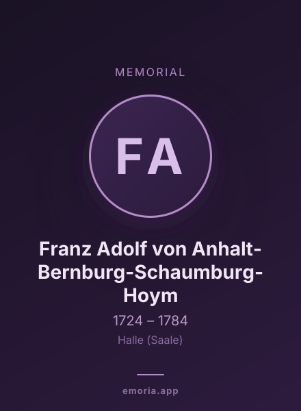 Memorial portrait of Franz Adolf von Anhalt-Bernburg-Schaumburg-Hoym