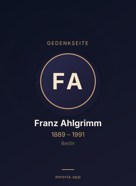 Gedenkportrait von Franz Ahlgrimm