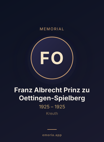 Memorial portrait of Franz Albrecht Prinz zu Oettingen-Spielberg