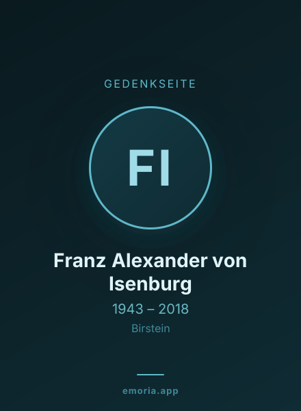 Gedenkportrait von Franz Alexander von Isenburg