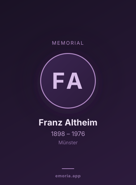 Memorial portrait of Franz Altheim