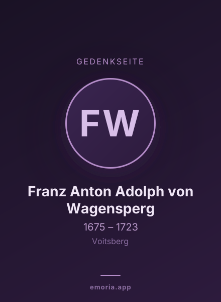 Gedenkportrait von Franz Anton Adolph von Wagensperg
