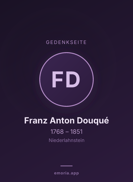 Gedenkportrait von Franz Anton Douqué
