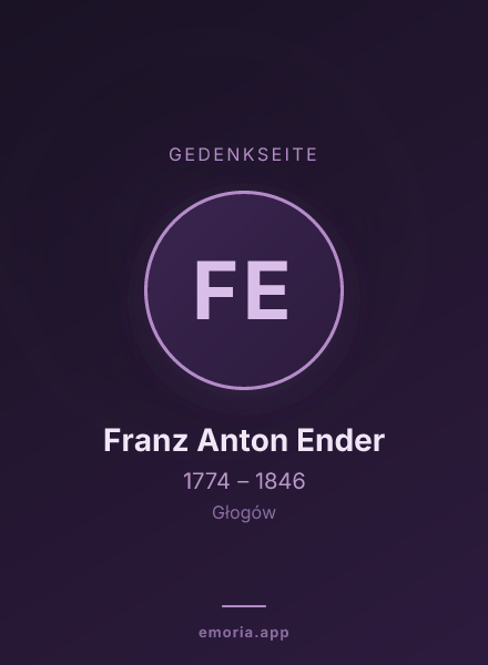 Gedenkportrait von Franz Anton Ender