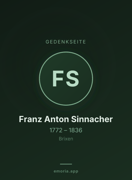 Gedenkportrait von Franz Anton Sinnacher