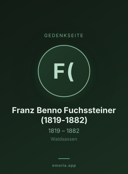 Gedenkportrait von Franz Benno Fuchssteiner (1819-1882)