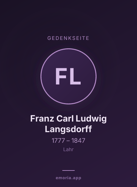 Gedenkportrait von Franz Carl Ludwig Langsdorff