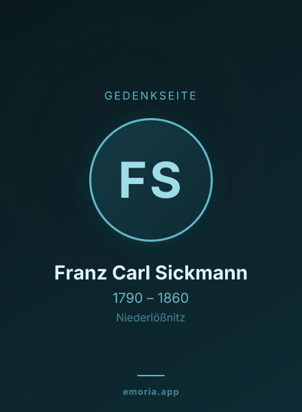 Gedenkportrait von Franz Carl Sickmann