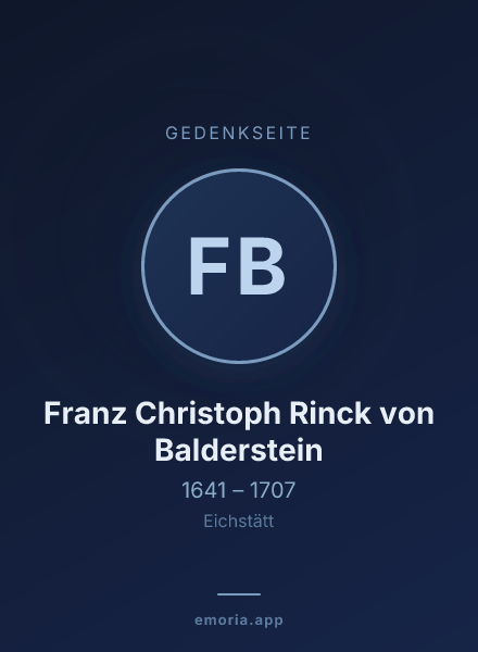 Gedenkportrait von Franz Christoph Rinck von Balderstein