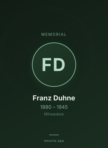 Memorial portrait of Franz Duhne