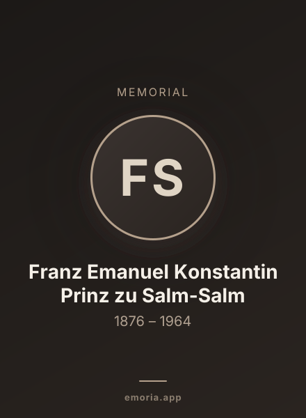 Memorial portrait of Franz Emanuel Konstantin Prinz zu Salm-Salm