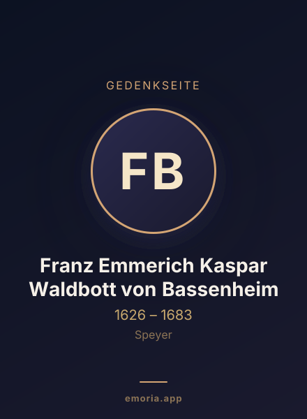 Gedenkportrait von Franz Emmerich Kaspar Waldbott von Bassenheim