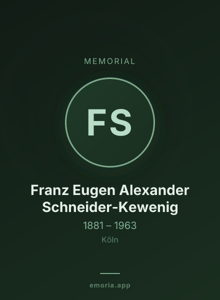 Memorial portrait of Franz Eugen Alexander Schneider-Kewenig