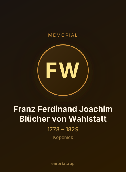 Memorial portrait of Franz Ferdinand Joachim Blücher von Wahlstatt