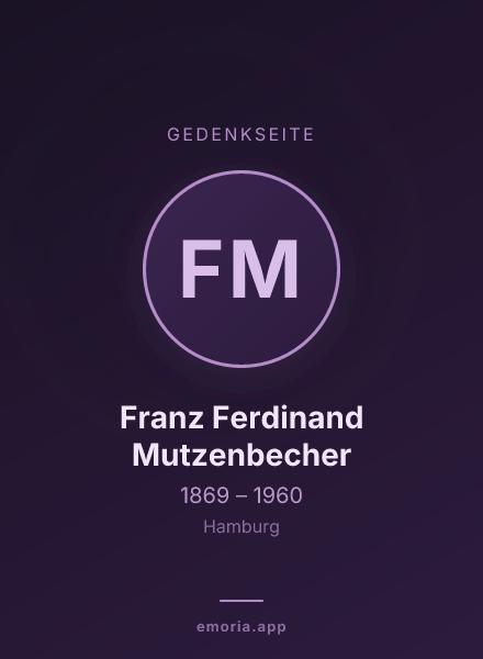 Gedenkportrait von Franz Ferdinand Mutzenbecher