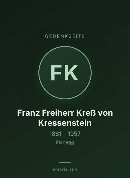 Gedenkportrait von Franz Freiherr Kreß von Kressenstein