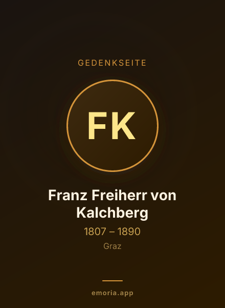 Gedenkportrait von Franz Freiherr von Kalchberg