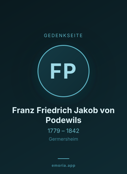Gedenkportrait von Franz Friedrich Jakob von Podewils