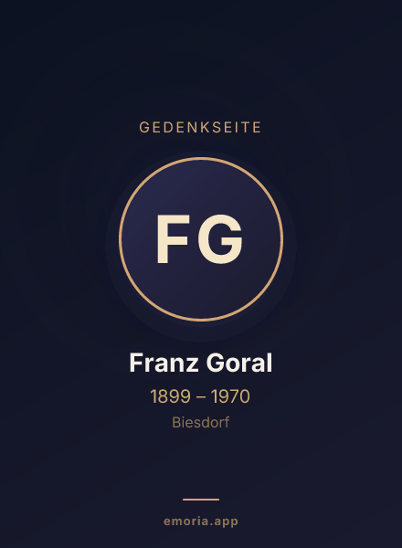 Gedenkportrait von Franz Goral