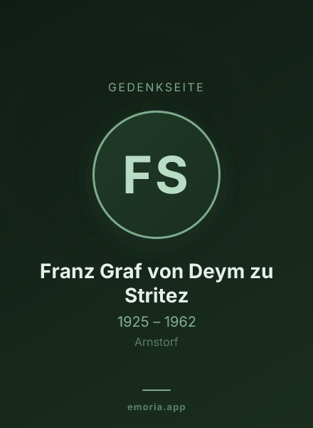Gedenkportrait von Franz Graf von Deym zu Stritez
