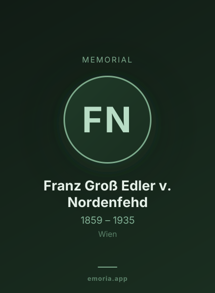 Memorial portrait of Franz Groß Edler v. Nordenfehd