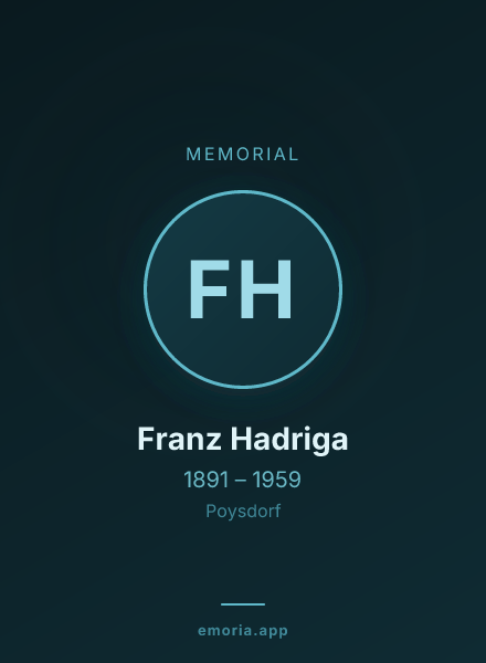 Memorial portrait of Franz Hadriga
