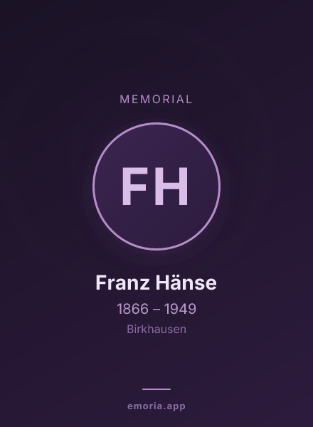 Memorial portrait of Franz Hänse