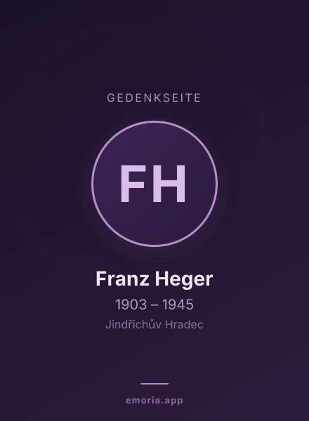 Gedenkportrait von Franz Heger
