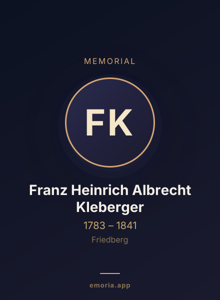 Memorial portrait of Franz Heinrich Albrecht Kleberger
