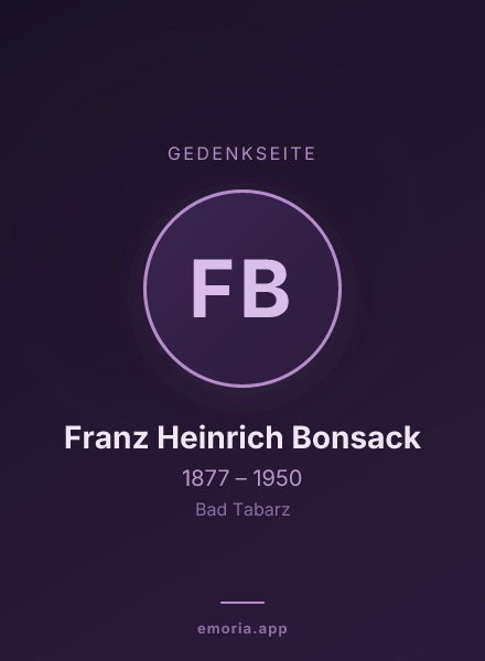 Gedenkportrait von Franz Heinrich Bonsack