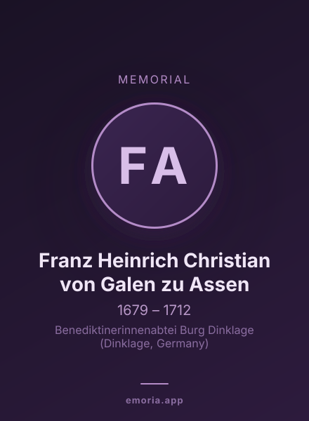 Memorial portrait of Franz Heinrich Christian von Galen zu Assen
