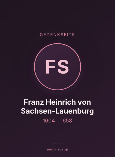 Gedenkportrait von Franz Heinrich von Sachsen-Lauenburg