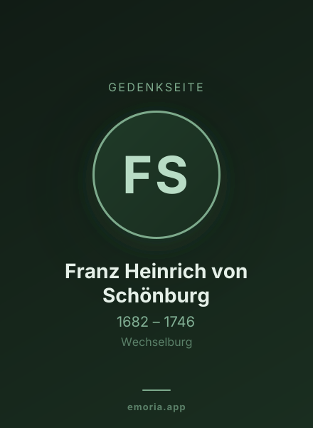 Gedenkportrait von Franz Heinrich von Schönburg