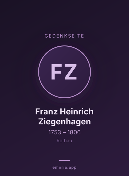 Gedenkportrait von Franz Heinrich Ziegenhagen