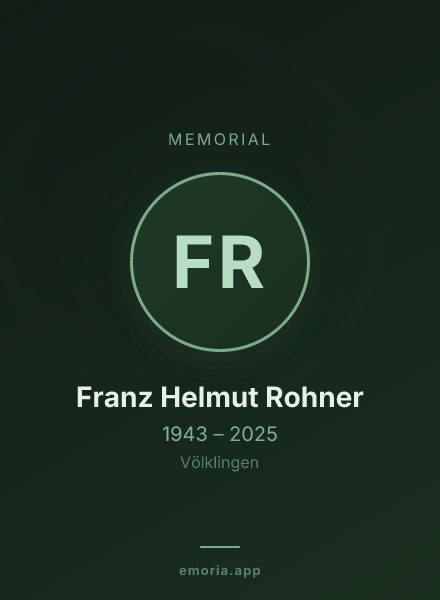 Memorial portrait of Franz Helmut Rohner