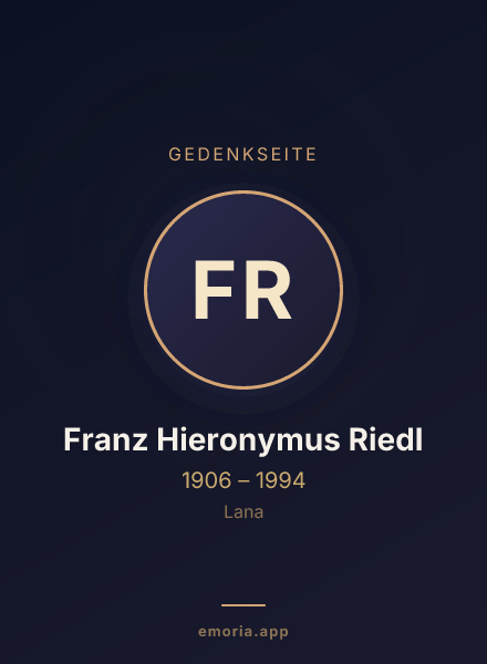 Gedenkportrait von Franz Hieronymus Riedl
